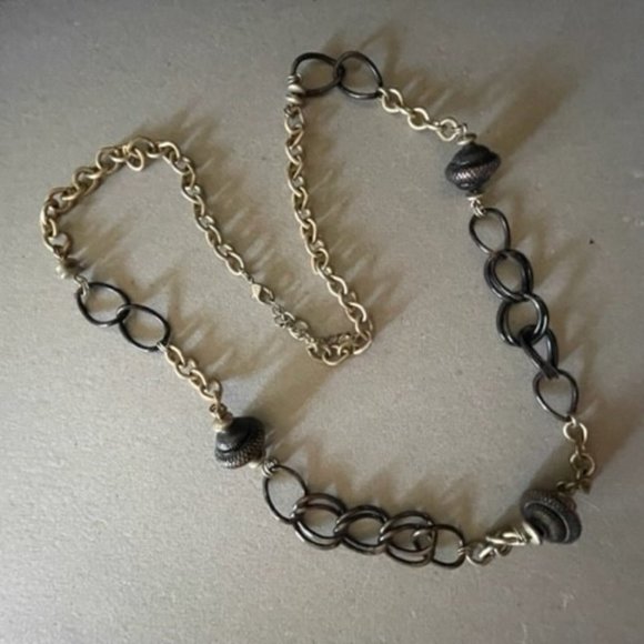 Liz Claiborn Multi Tone Chain and Beads Long 34" length with a 2.5" Extender - Picture 2 of 5